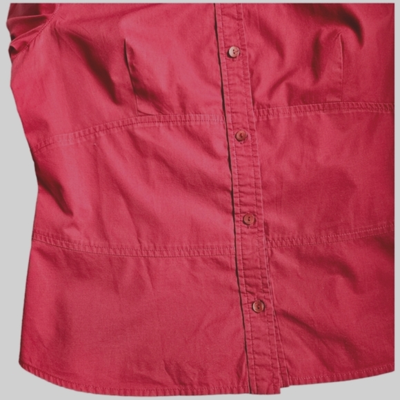 Mexx red fitted button down shirt blouse cotton long sleeve 12 - Picture 3 of 11
